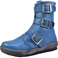 Andrea Conti Damen Stiefelette Biker Boot DREI Riemen Schnalle sportlich 0066009, Größe:40 EU, Farbe:Blau