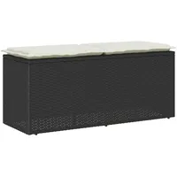 VidaXL Gartenbank mit Kissen Schwarz 110x40x44 cm Poly Rattan