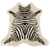KUHFELL online & NOMAD Fellteppich KALBFELL KLEIN KUHFELL ZUSCHNITT WEISS MIT ZEBRA PRINT 70 x 60 cm weiß