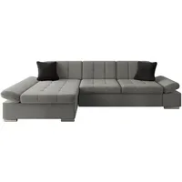 Mirjan24 Ecksofa Malwi Textil L-Form 2-Sitzer Schwarz/Grau