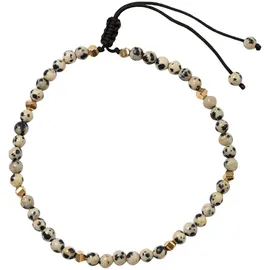 FIRETTI Fußketten Set "Schmuck Geschenk Körperschmuck Edelsteine", schwarz (silberfarben, gelbgoldfarben, schwarz, grau, schwarz, beige, grau, schwarz, beige), Fußketten, Damen, Baumwolle Messing, Baumwolle, Messing, mit Achat, Dalmatiner Jaspis, Onyx
