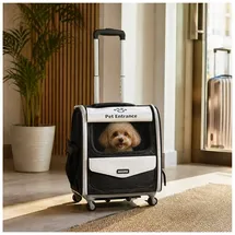 Hti-Living Tiertransporttasche Trolley Rucksack Schwarz