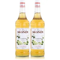 Monin Sirup Holunderblüte 1 Liter - Cocktails Milchshakes Kaffeesirup (2er Pack)
