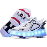 YongerYong Schuhe mit Rollen für Mädchen Jungen, Rollschuhe-Sneaker mit 4 Rollen für Kinder, Verstellbar Straßen-Schuhen zu Rollschuh mit LED Blinkend - 41 EU