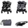 Chipolino Geschwisterkinderwagen Duo Smart klappbar umbaubar verstellbar Fußsack grau dunkelgrau