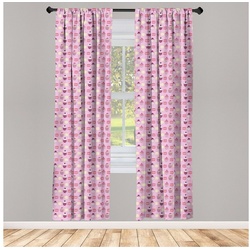 Gardine Vorhang für Wohnzimmer Schlafzimmer Dekor, Abakuhaus, Microfaser, Cupcakes Muffin Macaron Plätzchen bunt|rosa 150 cm x 245 cm