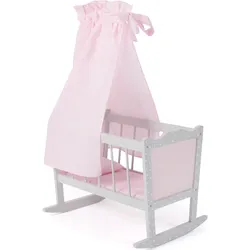 Puppenwiege CHIC2000 "Puntos grey", grau (puntos grau), Puppenmöbel, KinderB:37cm H:78cm T:50cm, MDF, Polyester, mit Himmel, Stoff-Einhang, Bettdecke & Kopfkissen, B:37cm H:78cm T:50cm