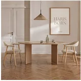 Haris Børn Esszimmerstuhl mit Armlehne (Massiv Eiche) - Polsterstühle für Esszimmer (Set, 2 St), Premium Esszimmer Stühle & Esstisch Stühle - Moderner Polsterstuhl beige