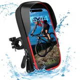 FINEW Handyhalterung Fahrrad Wasserdicht, Handytasche Fahrrad Motorrad 360°Drehbarem, MTB Rennrad Ebike Handytasche Fahrradlenker, Fahrradhalterung Lenkertasche für 4.7-7 Zoll Smartphone - Rot