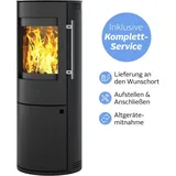 Firefix Kaminofen »LUGANO«, 6 kW, Dauerbrand, (Alles inklusive Service: Aufstellen, Anschließen, Altgerätemitnahme), Wunschort Lieferung schwarz