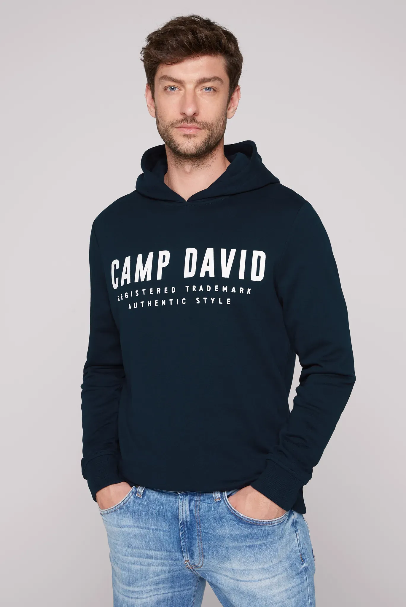 Kapuzensweatshirt CAMP DAVID, Herren, Gr. 4XL, blau, Sweatware, Material: 100% Baumwolle, bedruckt, regular fit normal, Rundhals, eingesetzt Rippbündchen, Sweatshirts, aus Baumwolle