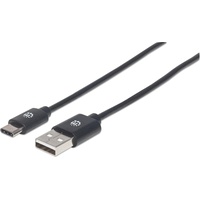 Manhattan USB 2.0 Typ C-Kabel, Typ C-Stecker auf Typ A-Stecker, 480 Mbit/s, 0,5 m, schwarz 354912