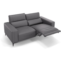 Sofanella 2-Sitzer Leder Teramo, Relaxsofa, Designsofa, Designer Couch, Italienisches Sofa, 2er Sofa grau