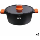 Quttin Kasserolle mit Glasabdeckung Quttin Gastro Schwarz Orange 34,5 x 25,5 x 12 cm (6 Stück)
