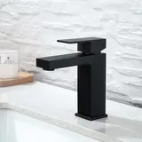 Mumu - Schwarzer Waschtischarmatur Waschbecken Wasserhahn heiß und verchromtes Messing langlebiges Wasserhahn-Design