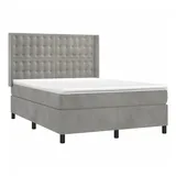 vidaXL Boxspringbett mit Matratze Hellgrau 140x200 cm Samt