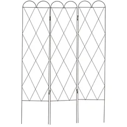 Relaxdays Rankgitter Metall, 3-teilig, zum Stecken, 162,5 cm hoch, Rankhilfe Kletterpflanzen, Spalier Garten, rotbraun