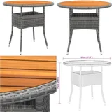 Gartentisch Ø80x75 cm Akazienholz und Poly Rattan Grau - Gartentisch - Outdoor-Tisch - Terrassenmöbel - Gartenmöbelset - Polyrattan Tisch - Home &