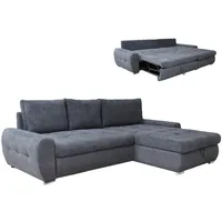 Ecksofa - grau - mit Liegefunktion und Staukasten Sofa Wohnlandschaft Couch