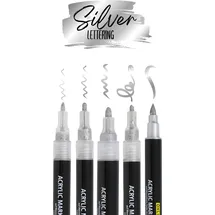 Online Schreibgeräte Acrylmarker Silver Lettering Set 5 St. silber