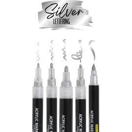Online Schreibgeräte Acrylmarker Silver Lettering Set 5 St. silber