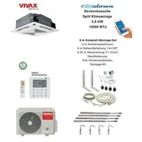 VIVAX Deckenkassette 12000 BTU + 9 m Komplett Montageset Split Klimaanlage A+++