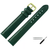 MARBURGER Uhrenarmband 14mm Leder XL Extra Lang grün