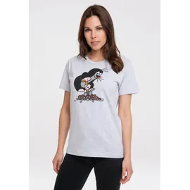 LOGOSHIRT T-Shirt "Der kleine Maulwurf", Damen, Gr. XS, grau (grau, meliert), 95% Baumwolle, 5% Viskose, unifarben, normal, Rundhals, Shirts T-Shirt, mit lizenziertem Print