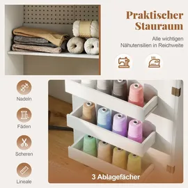 Costway 2 in 1 Nähtisch klappbar mit Ladestation, Nähmaschinenschrank Weiß