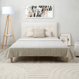 Homestyle4u Polsterbett 140x200 cm mit Matratze und Lattenrost Doppelbett mit Rückenlehne