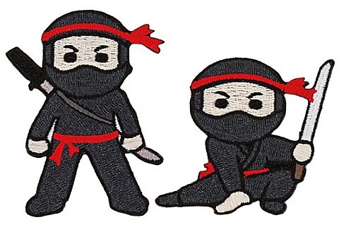 buttinette Applikation "Ninja", Größe: 5,5–7,2 cm, Inhalt: 2 Stück