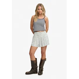 Superdry Printed Mini Smocked Shorts Weiß M