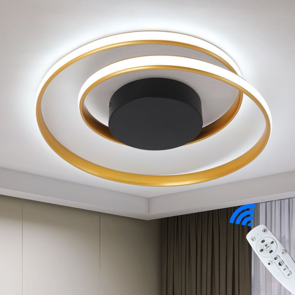 Led Deckenleuchte Dimmbar Deckenlampe - Modern 46CM Wohnzimmerlampe Metall und Acryl 47W Ring Design Beleuchtung mit Fernbedienung für Wohnzimmer ...