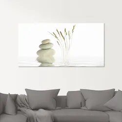 Glasbild ARTLAND "Zen Friede", weiß (farbe bild(er): weiß), B:125cm H:50cm, Bilder, in verschiedenen Größen