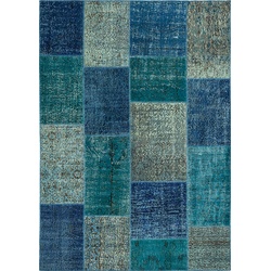 Vintage Teppich Patchwork 170 x 240 cm Mischgewebe Blau