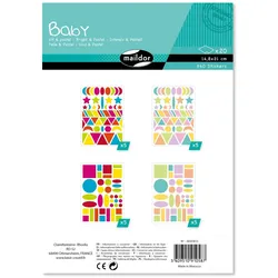 Maildor Baby, 20 Stickerbogen 14,8x21cm, Geometrisch kräftige Farben/Pastellfarben - Mehrfarbig AE058O