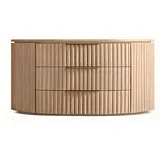 Xlmoebel Kommode XLMOEBEL ovale Kommode aus Edelstahl und hellem Holz mit Stauraum (1 St), Made in Europa braun