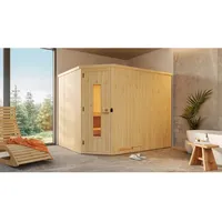 Weka Element-Ecksauna Varberg 4 Sparset 9 kW Kompakt Holztür