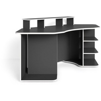 möbelando Regal-Schreibtisch THANATOS (BxHxT: 198x93,5x85 cm), in schwarz/weiß schwarz|weiß