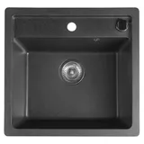 Sapho Granitspüle 1 Becken rechts schwarz Handbetätigung 530 x 500 mm