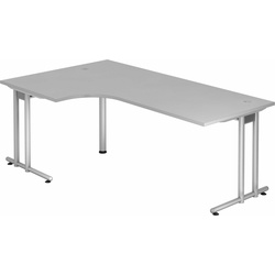 bümö Schreibtisch Schreibtisch Serie-N, Eckform: 200 x 120 cm – Dekor: Grau grau