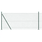 vidaXL Maschendrahtzaun mit 7 Flanschpfosten 1x10 m verzinkter Stahl