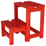 WellHome - Trittleiter mit 2 Stufen aus Holz, Rot-Finish 32x23x40 cm