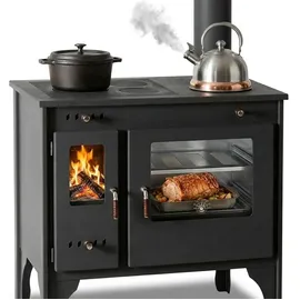 prometey ltd Küchenofen Holzherd R ECO INOX mit Edelstahlbackofen, rechte Version