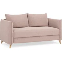 BRUNO Schlafsofa 140cm in Blush Rosa | stabiles Massivholz & Boxspringkomfort