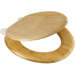MSV WC Sitz Toilettendeckel Pinie Holz Scharniere aus Kunststoff - hochwertige und stabile Qualität
