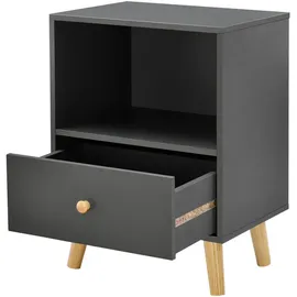 [en.casa] Beistelltisch, Dunkelgrau Holzwerkstoff, 1 Schubladen, Rechteckig, 40x54x30 cm Wohnzimmer, Wohnzimmertische, Couchtische