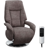 Cavadore TV-Sessel Edinburgh / Fernsehsessel mit elektrisch verstellbarer Relaxfunktion / 2 E-Motoren / 74 x 114 x 77 / Lederoptik: grau