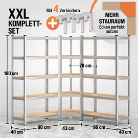monzana 3er Set Schwerlastregal Eckregal 2625 kg 15 MDF-Platten Regal Lagerregal Kellerregal Steckregal Werkstattregal