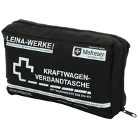 Leina-Werke 11018 KFZ-Verbandtasche Compact mit Warnweste ohne Klett, Schwarz/Weiß